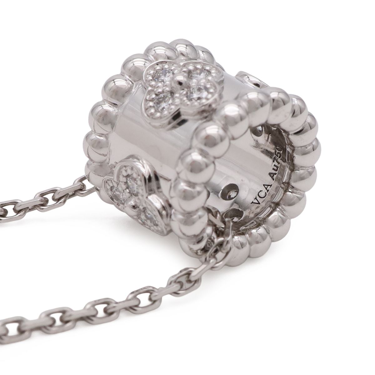 Van Cleef & Arpels Perlee Clover Pendant 18k White Gold Diamond — view 6