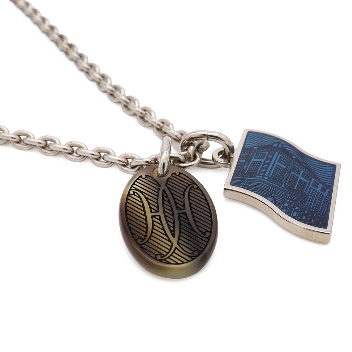 Hermes Parade Necklace Chain Buffalo Horn Lacquer Metal — view 4