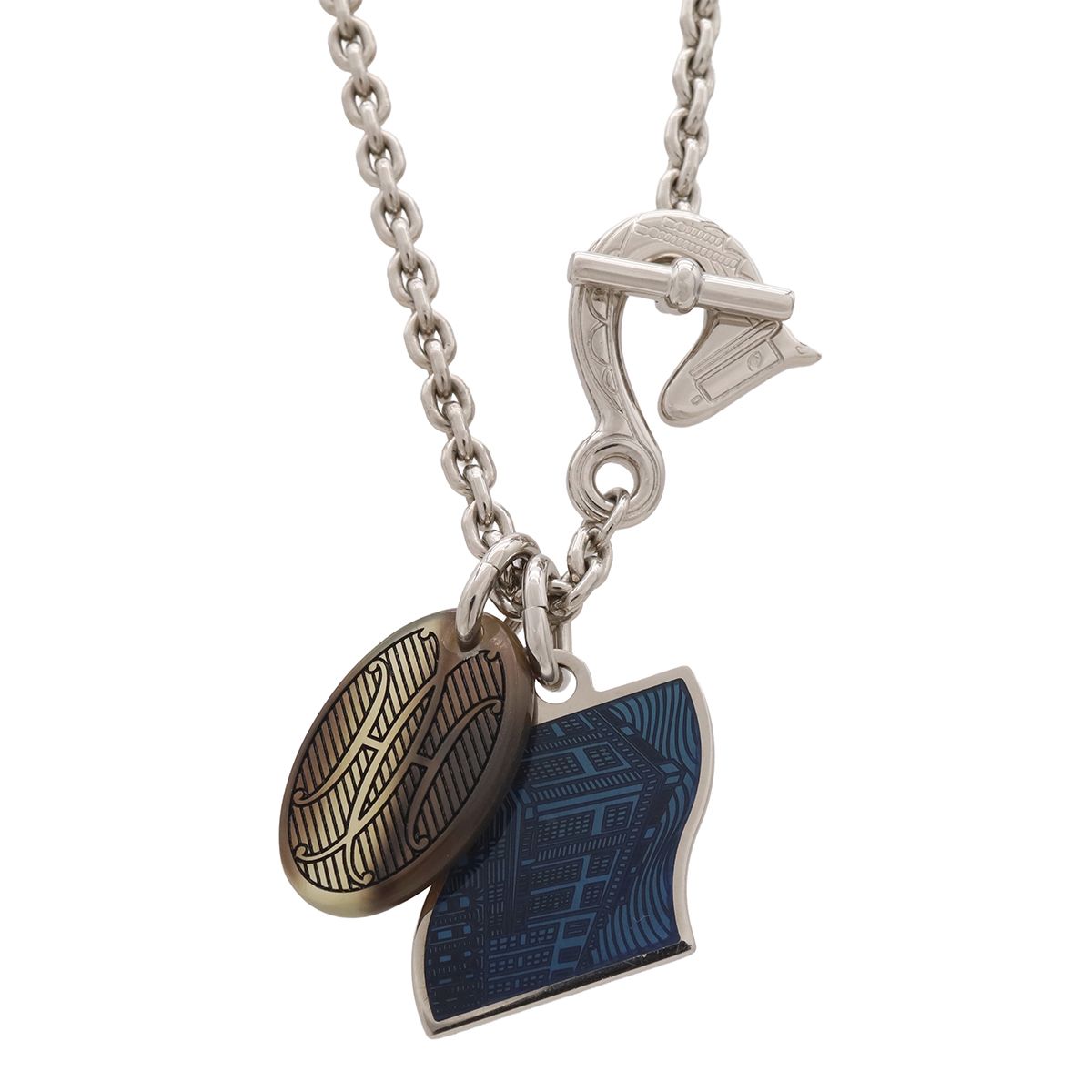 Hermes Parade Necklace Chain Buffalo Horn Lacquer Metal