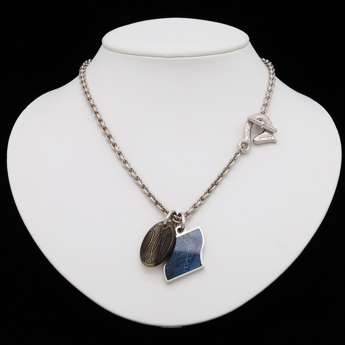 Hermes Parade Necklace Chain Buffalo Horn Lacquer Metal — view 6