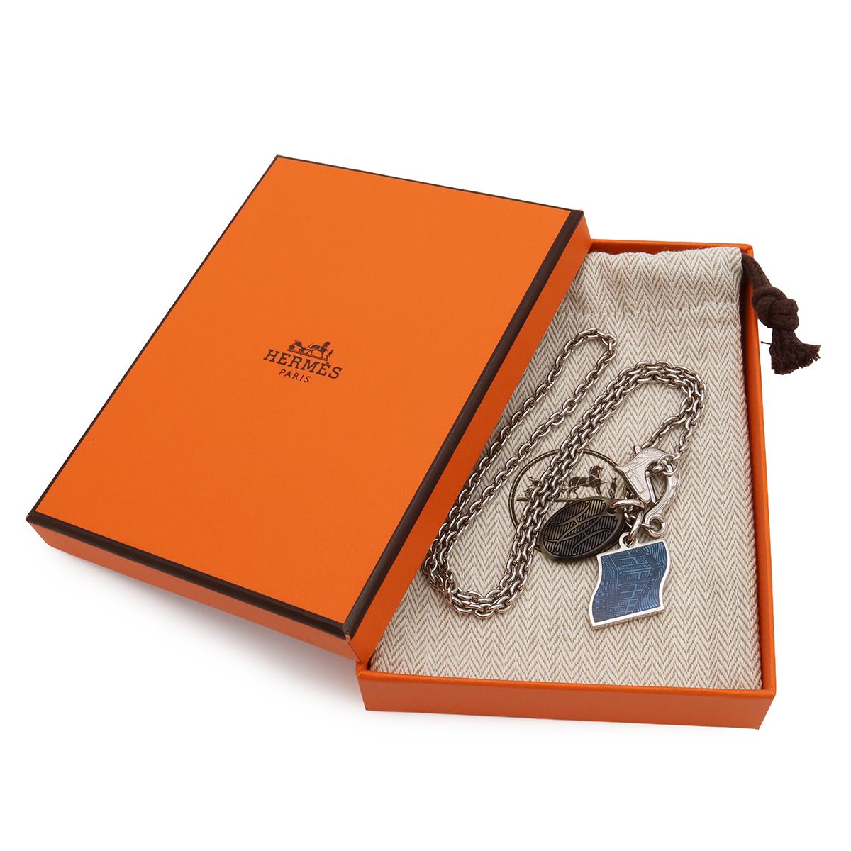 Hermes Parade Necklace Chain Buffalo Horn Lacquer Metal — view 7