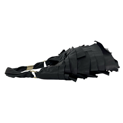 Saint Laurent Tropez Logo Ruffle Leather Semi Bag Black — view 5