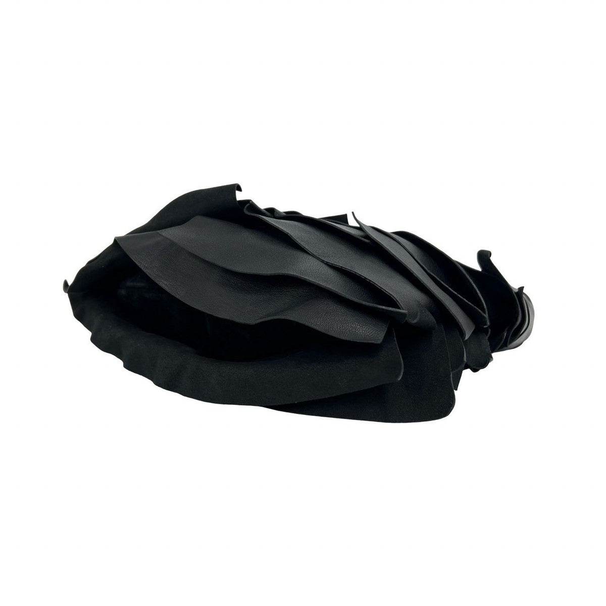 Saint Laurent Tropez Logo Ruffle Leather Semi Bag Black — view 8