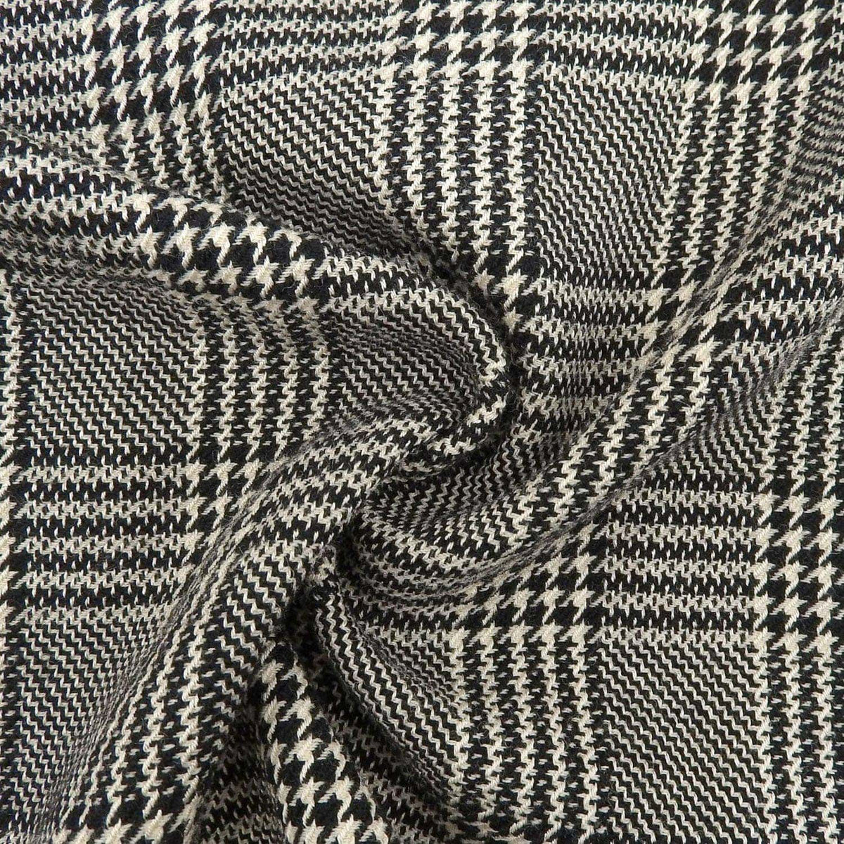 Saint Laurent Vintage Jacket Collarless Houndstooth Plaid Wool Silk Black M — view 5