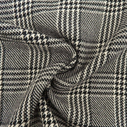 Saint Laurent Vintage Jacket Collarless Houndstooth Plaid Wool Silk Black M — view 5