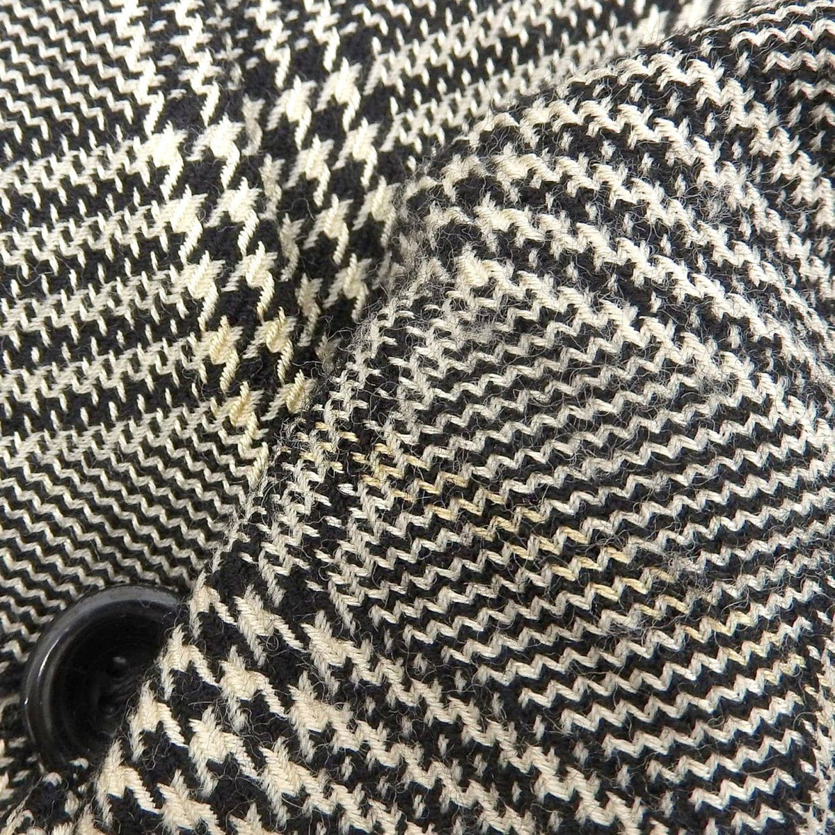 Saint Laurent Vintage Jacket Collarless Houndstooth Plaid Wool Silk Black M — view 8
