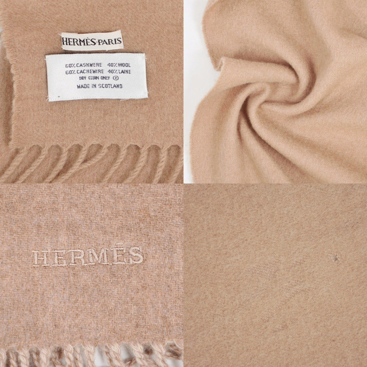 Hermes Martin Margiela Era Scarf Shawl Large Fringe Cashmere Wool Beige — view 7