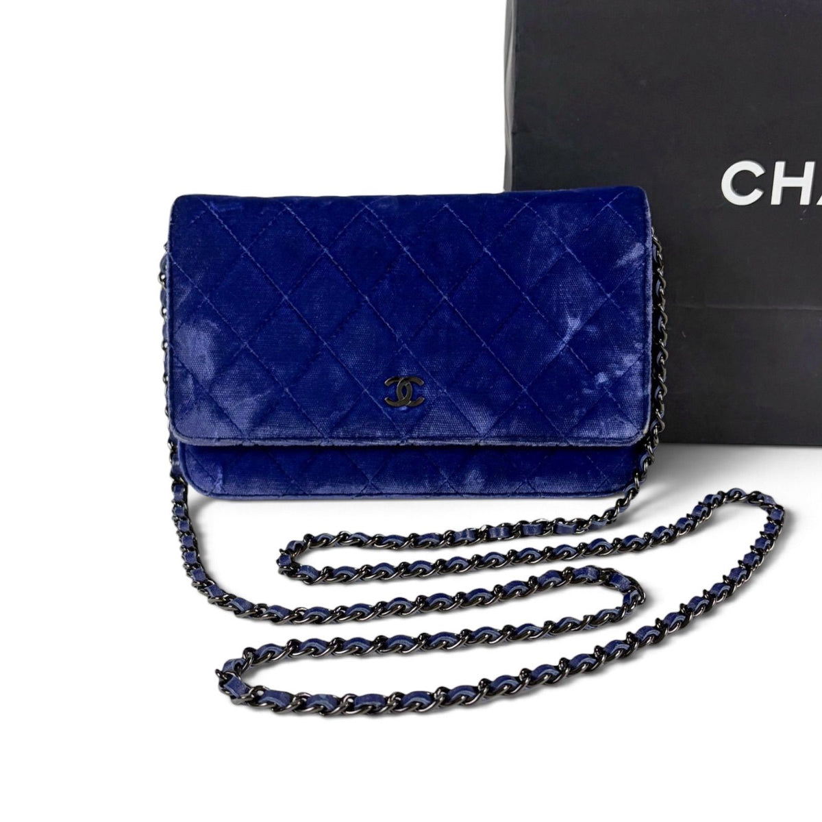 Chanel Coco Velour Chain Wallet Mark Fabric Mini Shoulder Bag