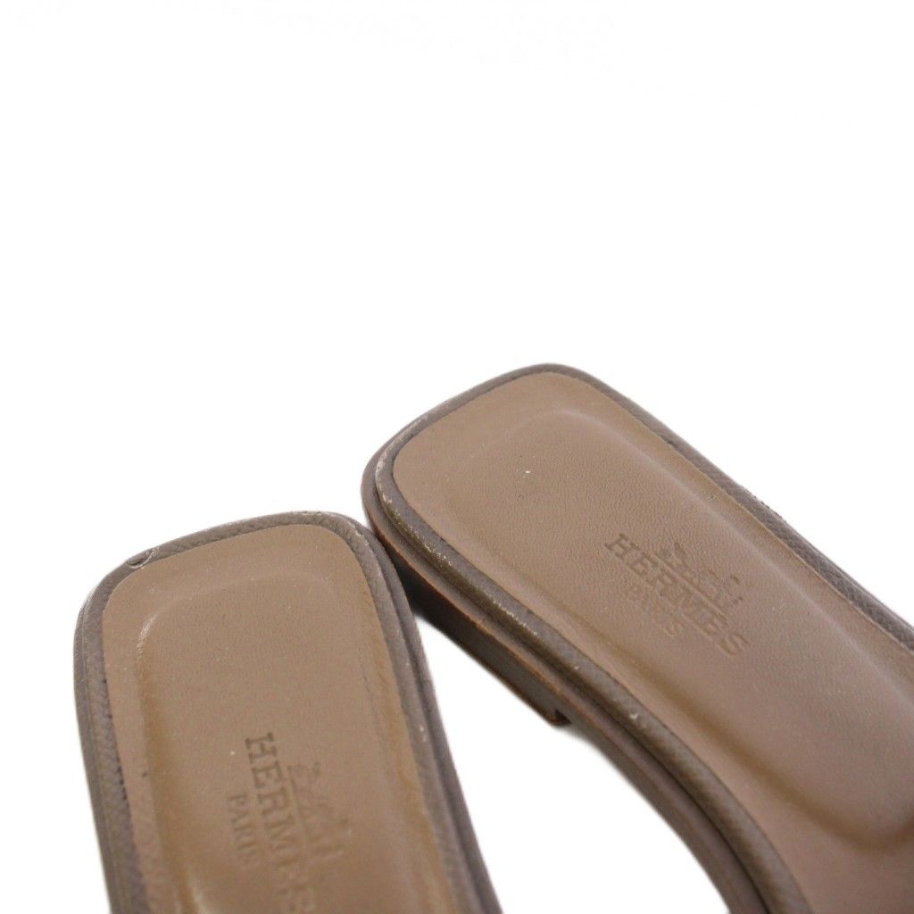 Hermes Oran Etoupe Sandals Leather Brown — view 7