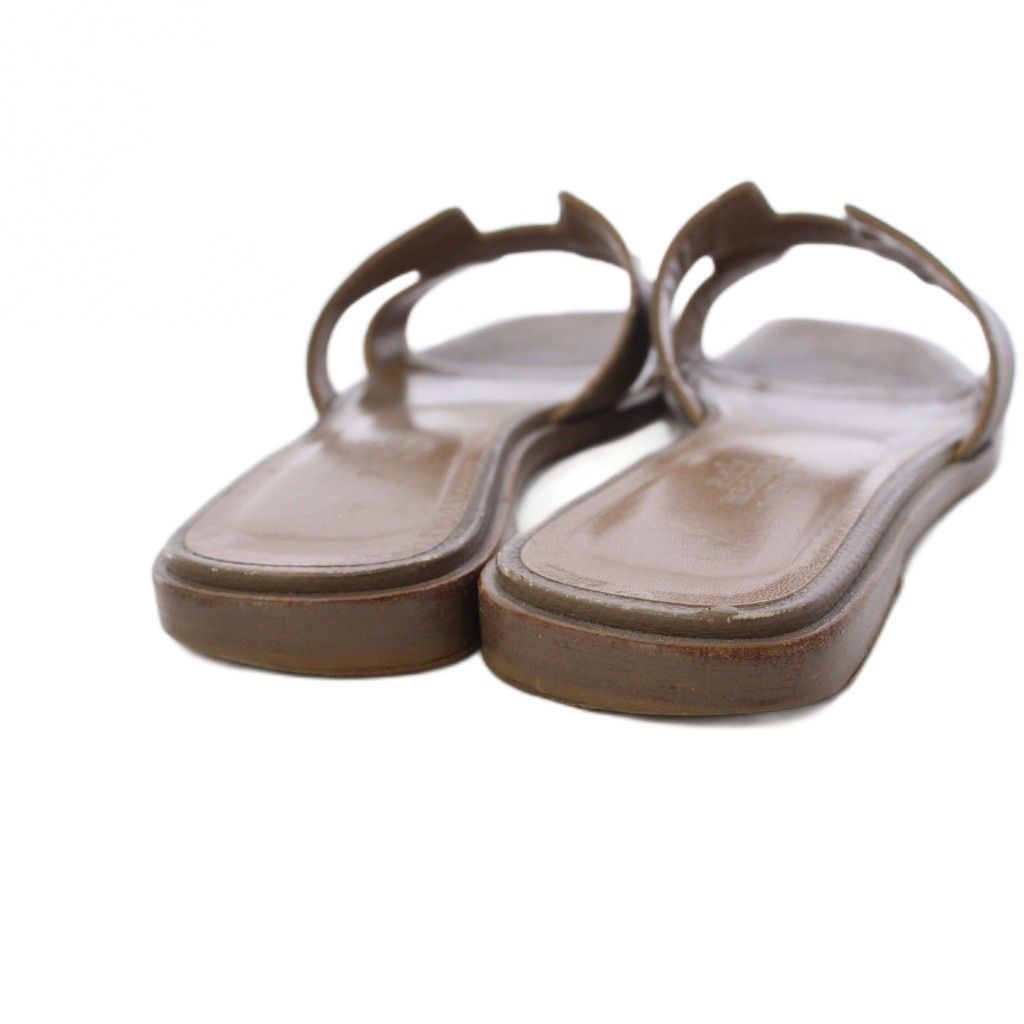 Hermes Oran Etoupe Sandals Leather Brown — view 3