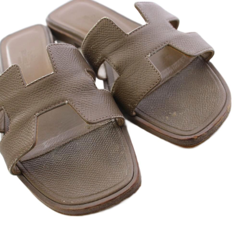 Hermes Oran Etoupe Sandals Leather Brown — view 6