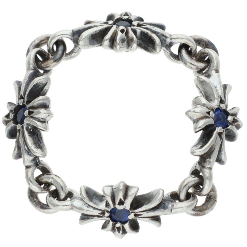 Chrome Hearts Ring Tiny CH Plus Sap Sapphire Silver