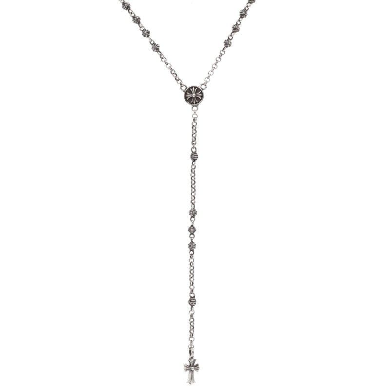 Chrome Hearts CH Rosary Bead Chain CH Silver Necklace