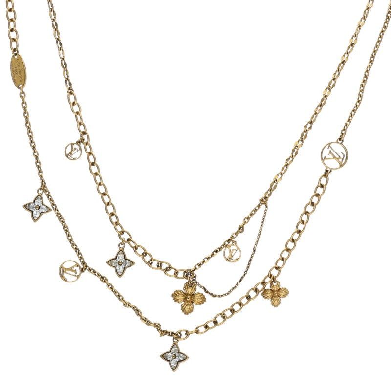 Louis Vuitton Collier Blooming Strass Monogram Flower Chain Necklace