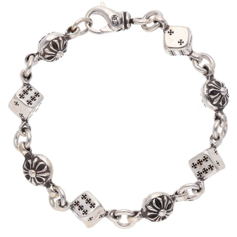 Chrome Hearts Dice Cross Ball Silver Bracelet