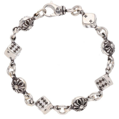 Chrome Hearts Dice Cross Ball Silver Bracelet