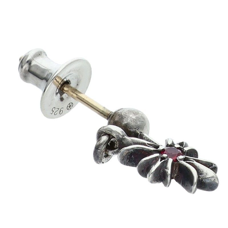 Chrome Hearts Tiny CH Plus 1 Rby Drop 1 Ruby Silver Earrings — view 3