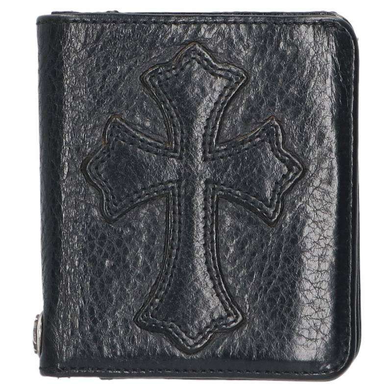 Chrome Hearts DR Digiacomo Leather Bifold Wallet with Cross Patch Grommet