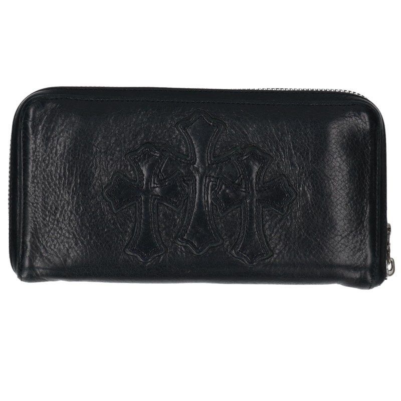 Chrome Hearts Rec Zip Round Zip Leather Wallet