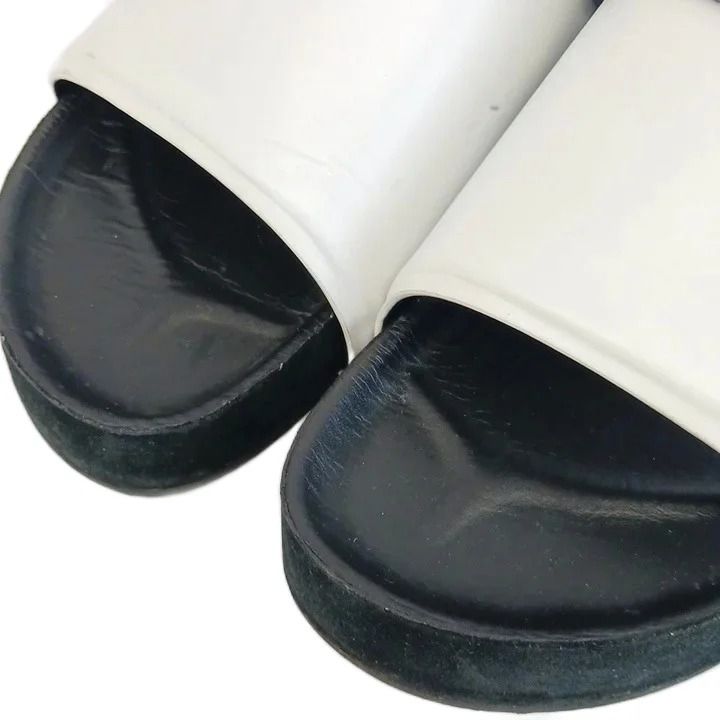Celine Large Band Sandals Slide Leather Suede Thick Sole Strap White Black — view 3