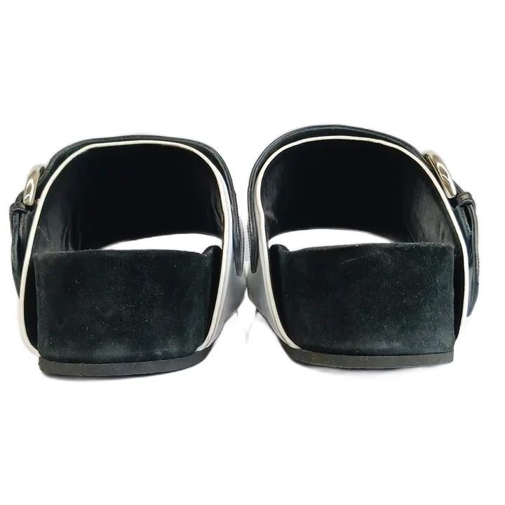 Celine Large Band Sandals Slide Leather Suede Thick Sole Strap White Black — view 6