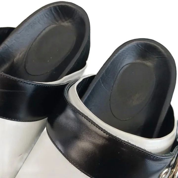 Celine Large Band Sandals Slide Leather Suede Thick Sole Strap White Black — view 4