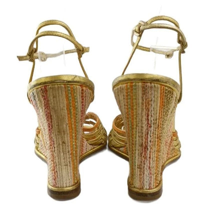 Dolce & Gabbana Vintage Sandals Leather Espadrilles Open Toe Wedge Sole Ankle — view 5