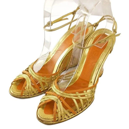 Dolce & Gabbana Vintage Sandals Leather Espadrilles Open Toe Wedge Sole Ankle