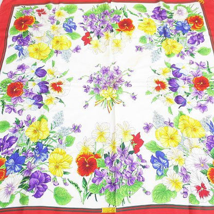 Gucci Viole Large Scarf Flora Floral Pattern Flower Silk White — view 2