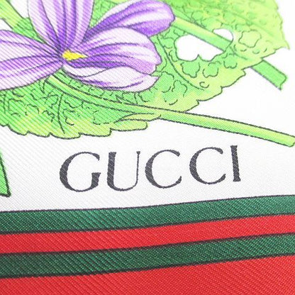 Gucci Viole Large Scarf Flora Floral Pattern Flower Silk White — view 3