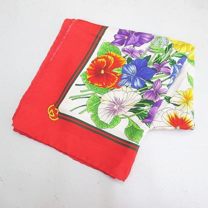 Gucci Viole Large Scarf Flora Floral Pattern Flower Silk White — view 4