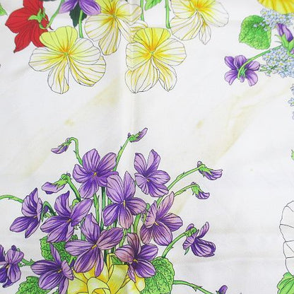 Gucci Viole Large Scarf Flora Floral Pattern Flower Silk White — view 7