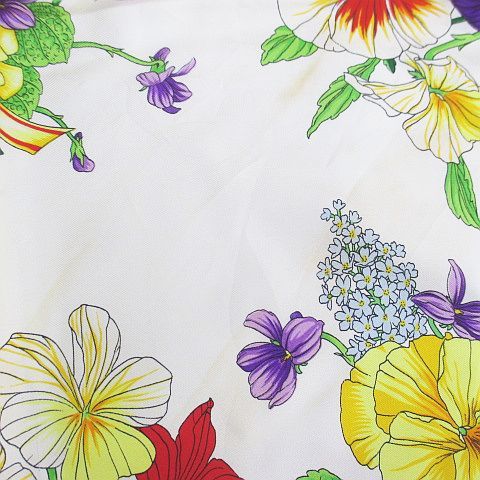 Gucci Viole Large Scarf Flora Floral Pattern Flower Silk White — view 8