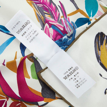 Dior Butterfly Fantastica Scarf Large Multicolor White Silk — view 5