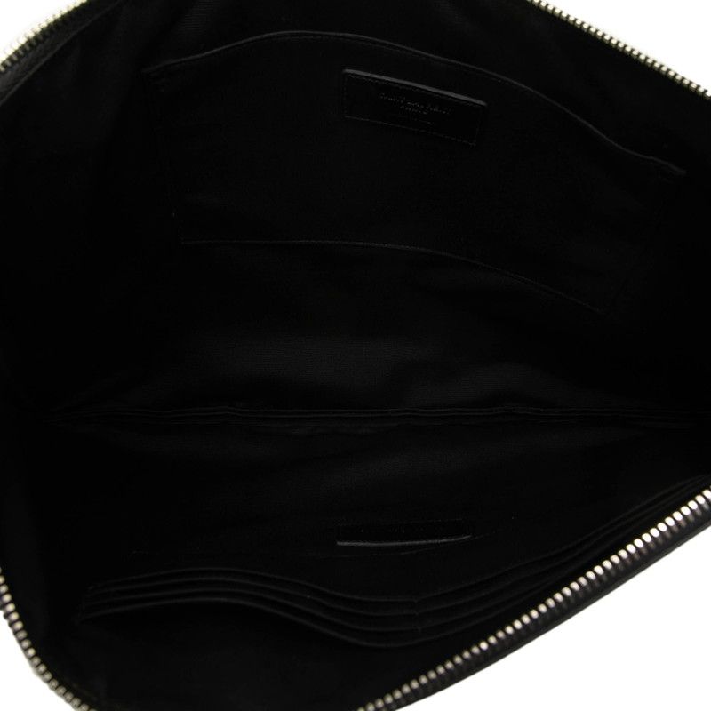 Saint Laurent Croco Embossed Clutch Black Leather — view 4