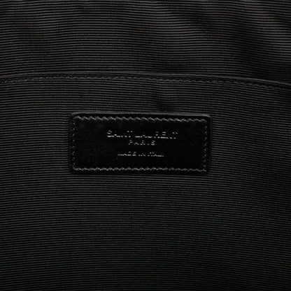 Saint Laurent Croco Embossed Clutch Black Leather — view 5