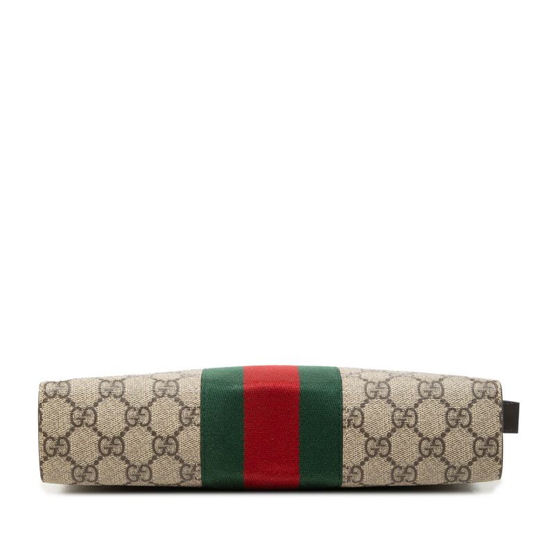 Gucci GG Supreme Sherry Line Clutch Beige Leather Canvas — view 3