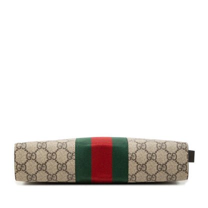 Gucci GG Supreme Sherry Line Clutch Beige Leather Canvas — view 3