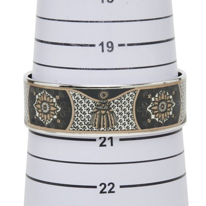 Hermes Enamel GM Cloisonne Bangle Silver Black Metal Bracelet — view 5