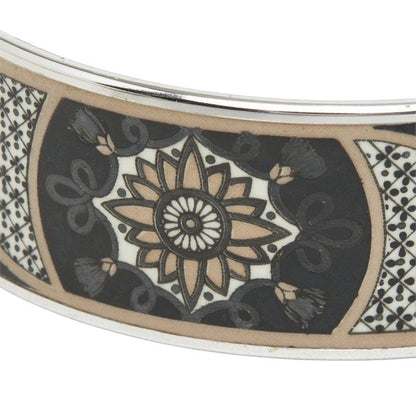 Hermes Enamel GM Cloisonne Bangle Silver Black Metal Bracelet — view 3
