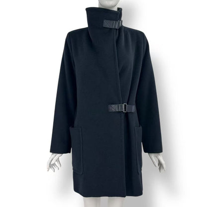 Max Mara Camel Belt Coat Stand Collar Black 36
