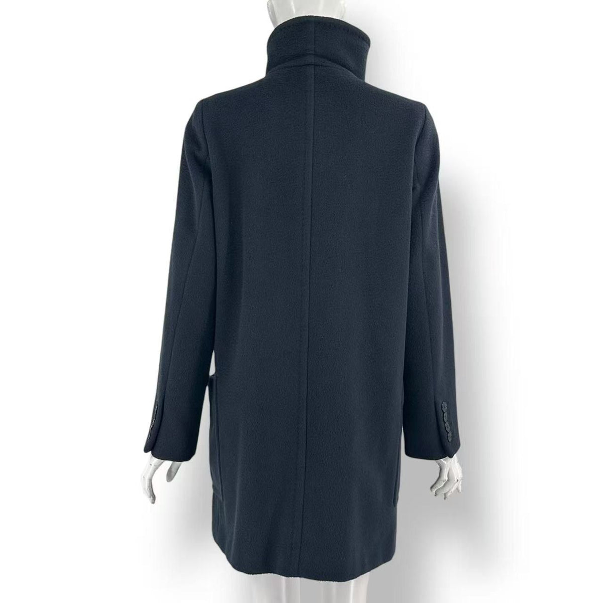 Max Mara Camel Belt Coat Stand Collar Black 36 — view 3