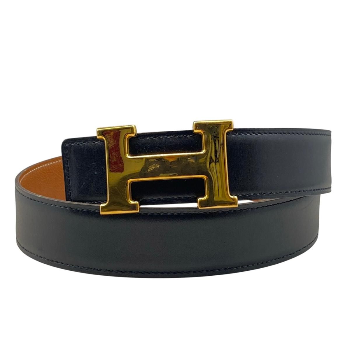 Hermes Belt Constance Reversible 70 Leather Brown Beige Gold