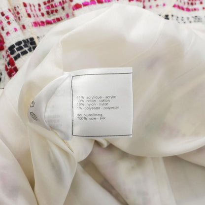 Chanel Skirt Tweed Checkered Mermaid Flare Knee-Length CC Logo White Ivory 36 — view 8