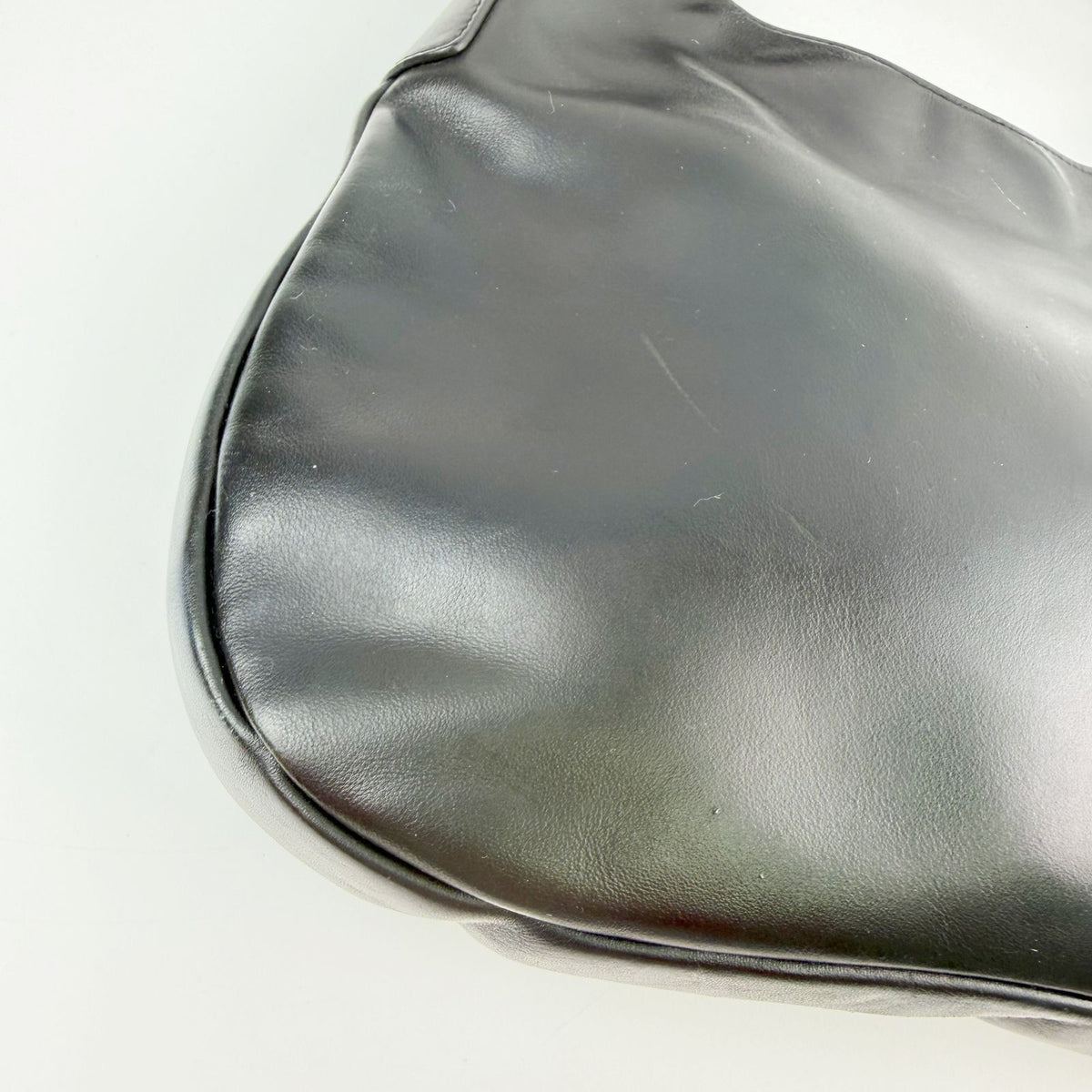 Prada Logo Embossed Hobo Shoulder Bag Leather Black Silver Vintage — view 8