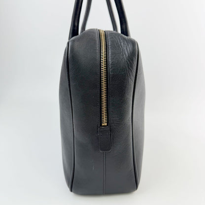 Prada Saffiano Triangle Logo Bowling Shoulder Bag Leather Black Gold Vintage — view 4