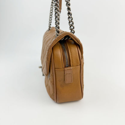 Chanel Quilted Wild Stitch CC Logo Tassel Chain Shoulder Bag Leather Camel — view 7