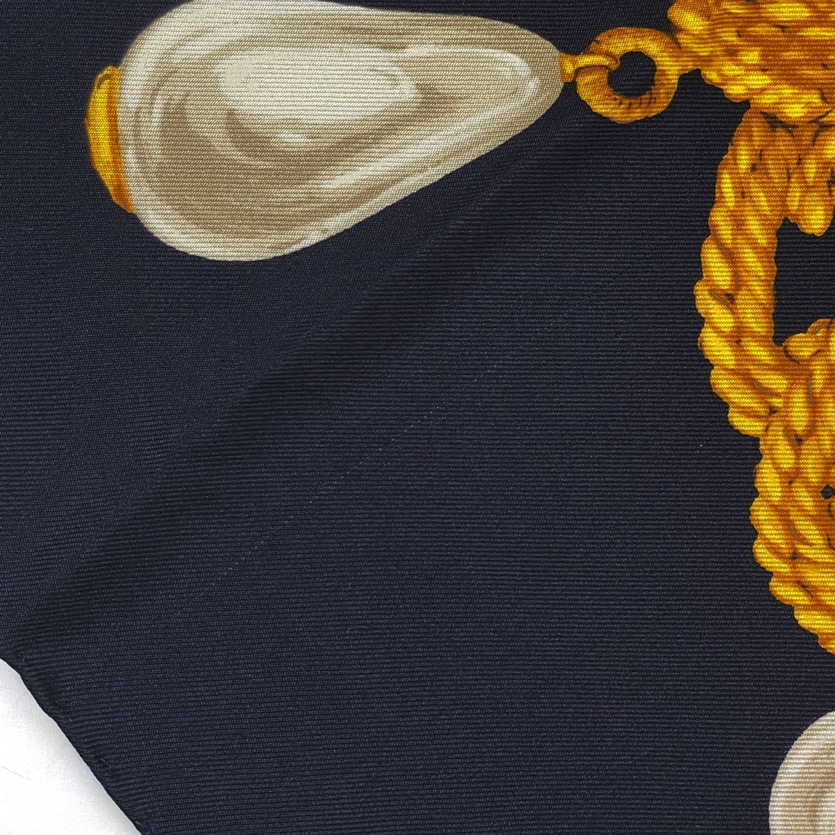 Chanel Scarf CC Logo Pattern Silk Navy Gold — view 4
