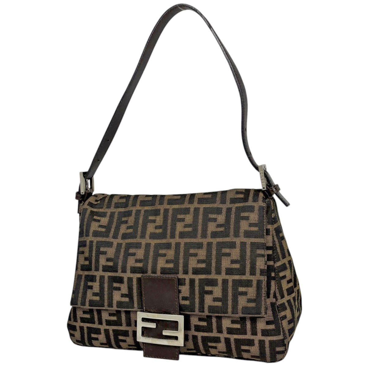 Fendi Shoulder Bag Zucca Pattern Canvas Brown
