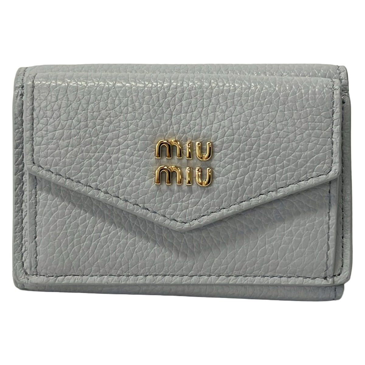 Miu Miu Trifold Wallet Light Blue Leather